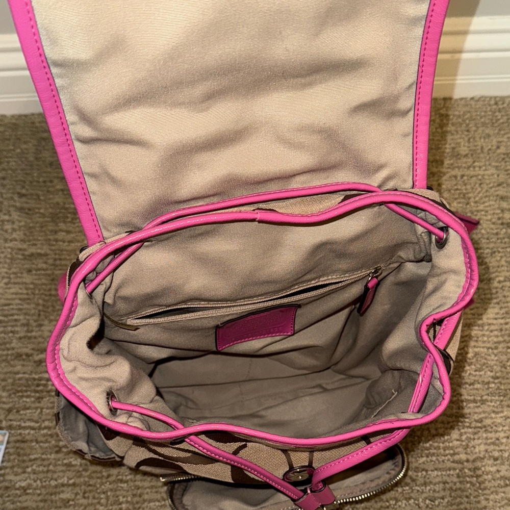 Coach Signature Brown and Pink Backpack - Picture 3 of 4